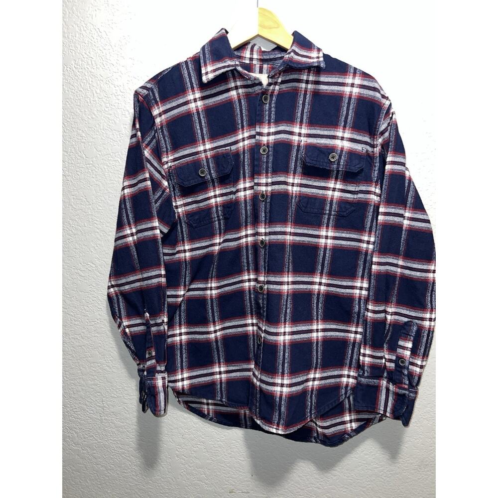 Jachs Casual Long Sleeve Button Down Flannel Mens Size Medium Navy Blue